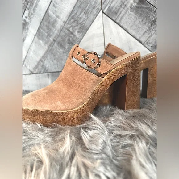 GIANNI BINI SOTELO BUCKLE DETAIL SUEDE PLATFORM CLOGS. SIZE 8.5M - Picture 5 of 12